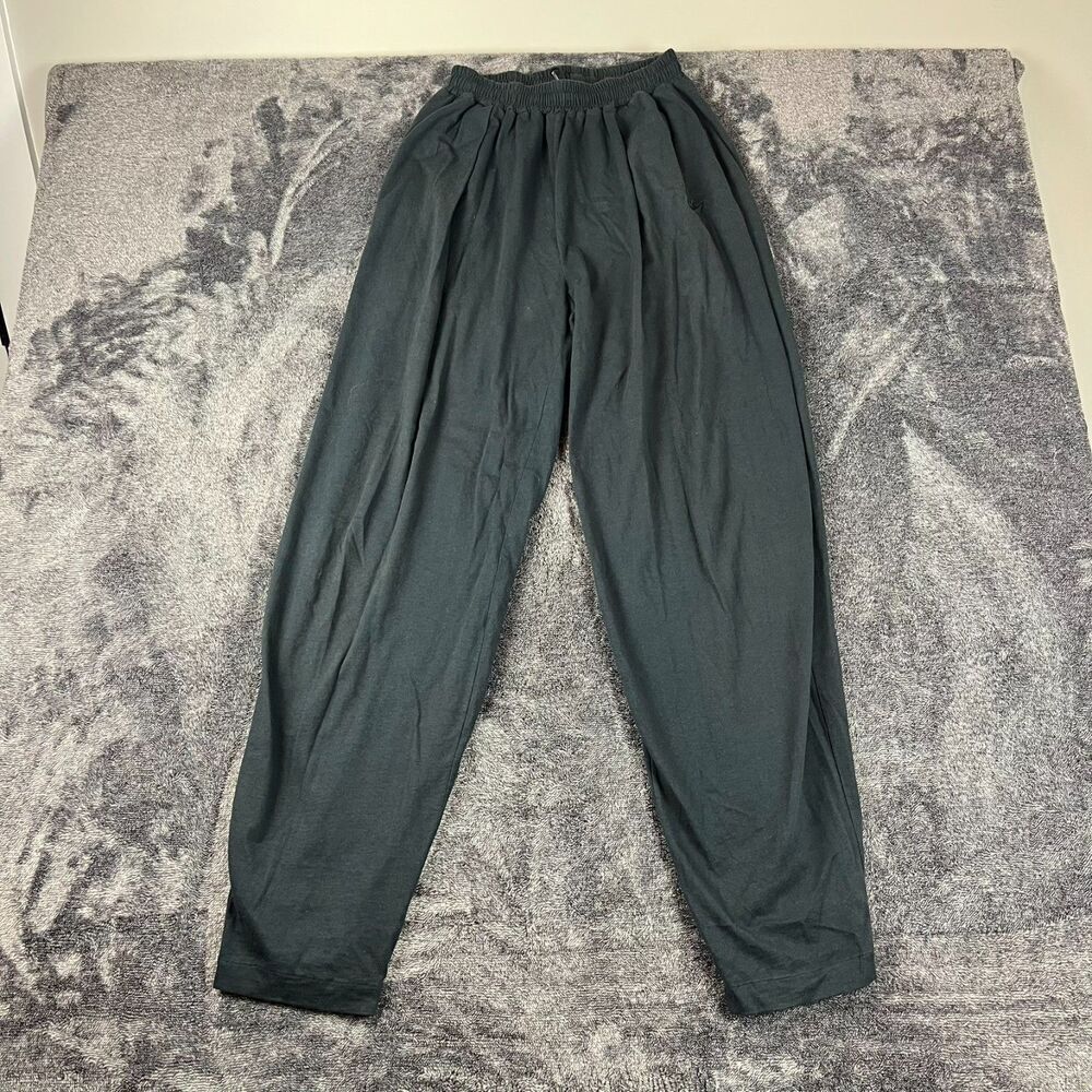 Vtg 80's Nike Sweatpants Tapered Leg Pockets Black Men's L Drawstring